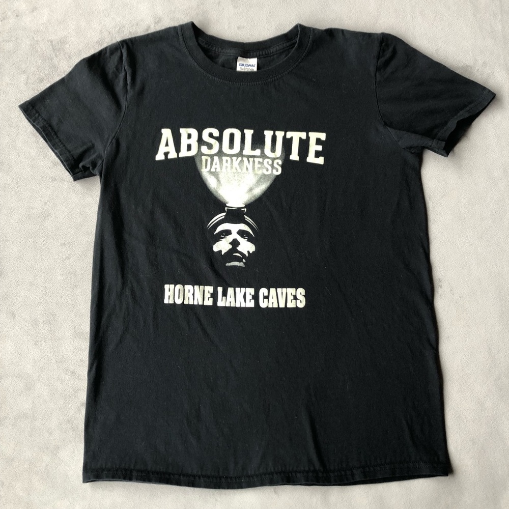 Absolute Darkness Horne Lake Caves ~ Black Tee ~ Mens Size Small
